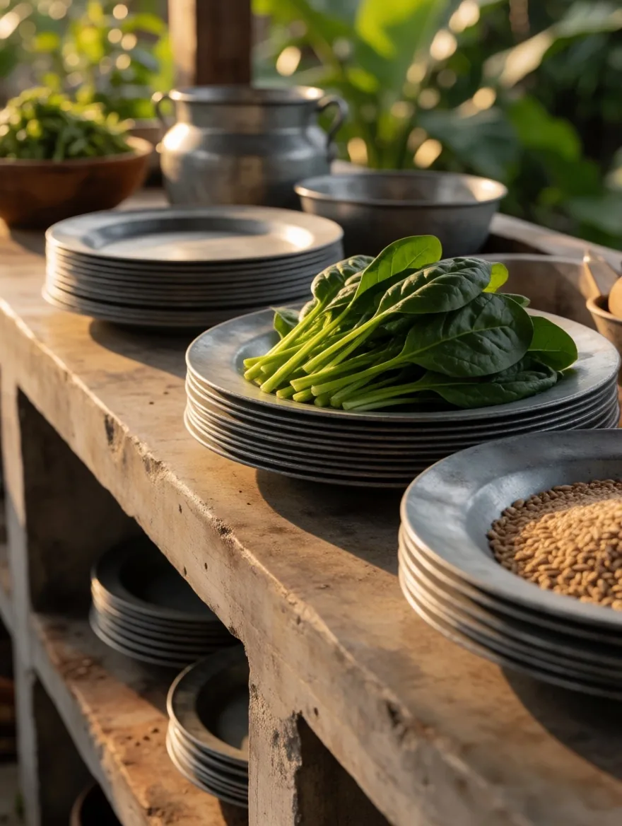 Pumpkin seeds and leafy greens as mineral sources